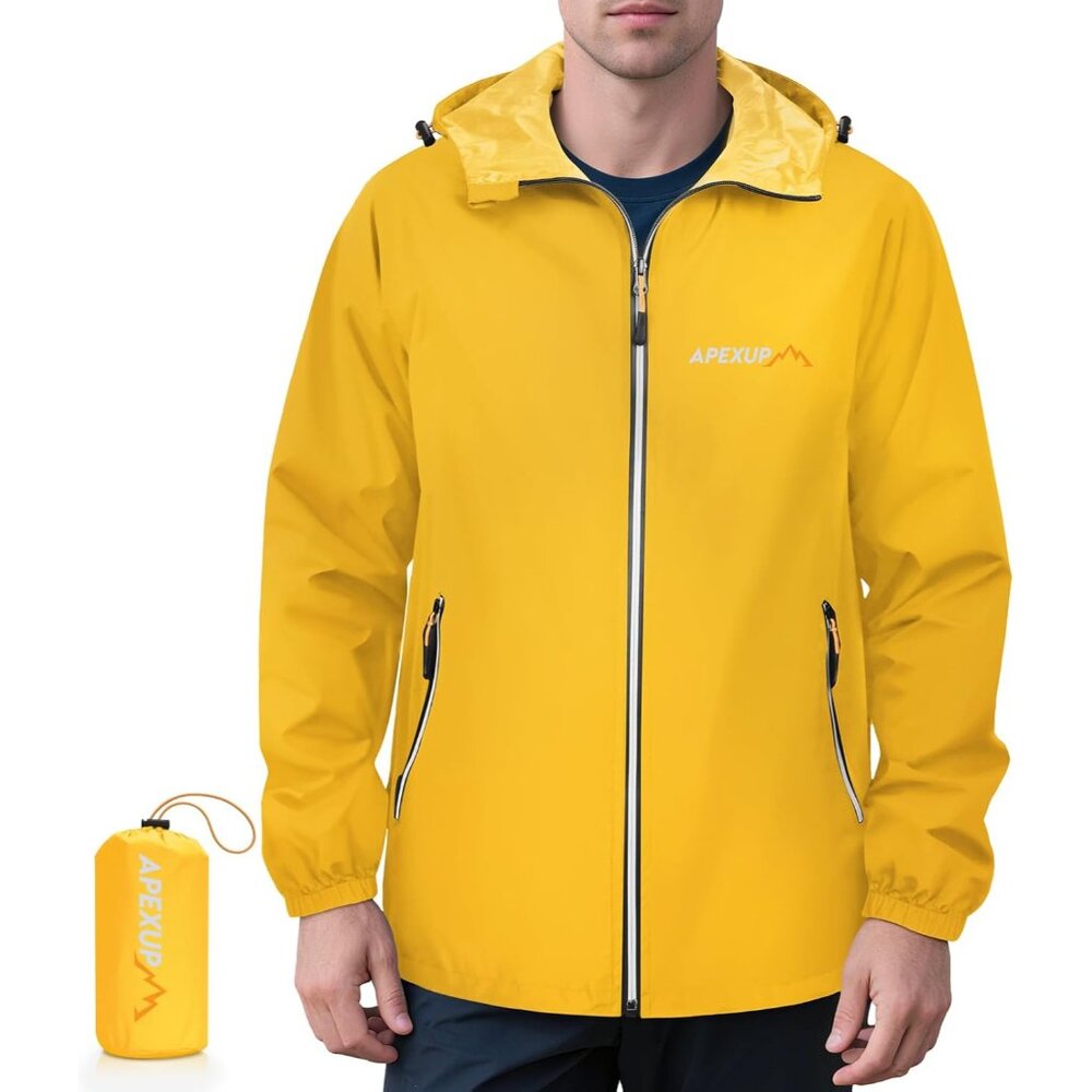 Packable Rain Jacket Men with Reflective Zipper, … - image 1